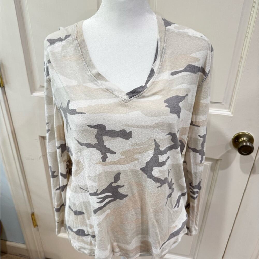 Rails, Gray and Cream Relaxed Long Sleeve Tee, size L